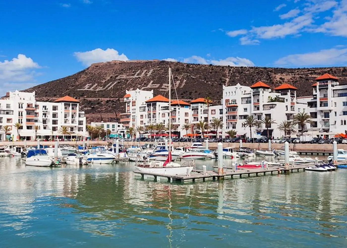 Wide Atlantic beach and cityscape in Agadir