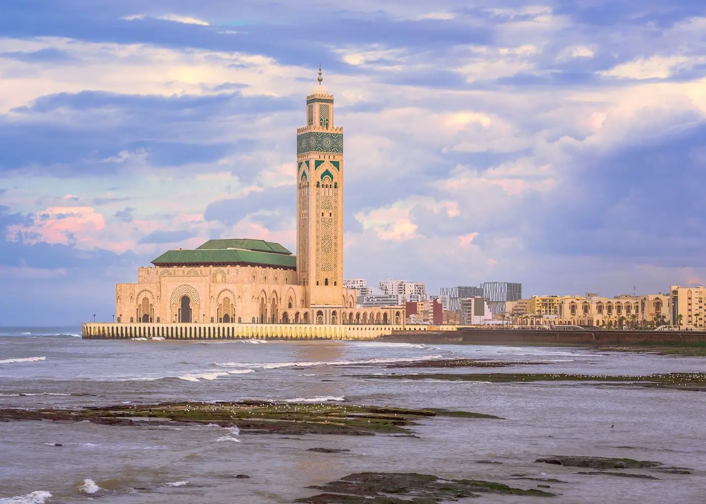Hassan II Mosque and coast in Casablanca