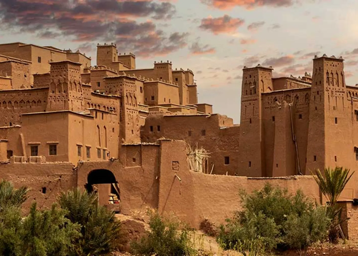 Earthen kasbah landscape around Ouarzazate
